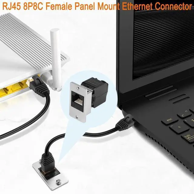 Alt view image 5 of 7 - JAENFONG CAT6 RJ45 Rectangular Panel Crimp Adapter No Tool RJ45 8P8C Female Panel Mount Ethernet Connector RJ45 Crimping Mount Socket T568A/B, for Equipment Panel Desktop Wall