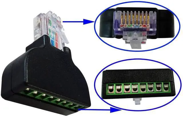 Alt view image 4 of 7 - JAENFONG RJ45 Male Plug to 8P 8C Female Bolt Screw Type terminals Ethernet Gold Plated Net Network Plug Cable AV CCTV UTP Cat5 Cat6 Cat7 Connectors (1 Pack)