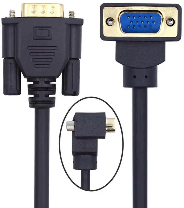 Main image of JAENFONG 90 Degree VGA RGB Cable Down Angled Male to Straight Male Extension Cord 3COAX+6C for Computer Monitor Projector 1m/3.3ft