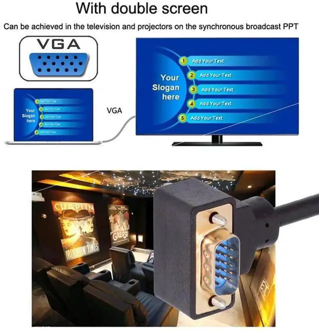 Alt view image 3 of 7 - JAENFONG 90 Degree VGA RGB Cable Up Angled Male to Straight Male Extension Cord 3COAX+6C for Computer Monitor Projector 1m/3.3ft