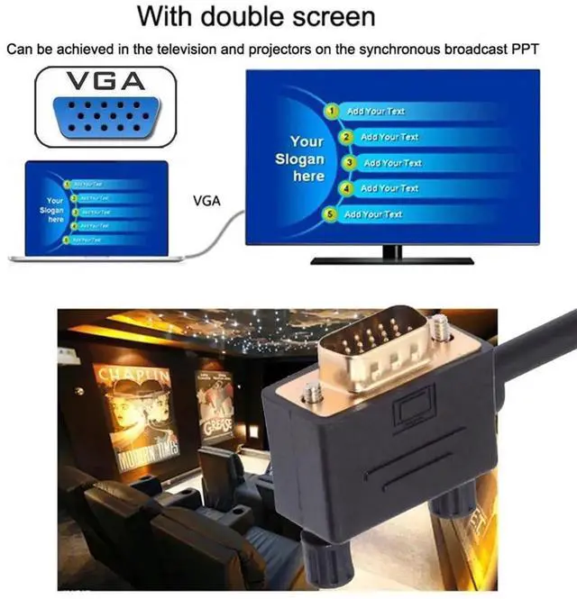 Alt view image 5 of 7 - JAENFONG 90 Degree VGA RGB Cable Left Angled Male to Straight Male Extension Cord 3COAX+6C for Computer Monitor Projector 1m/3.3ft