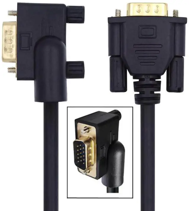 Alt view image 2 of 7 - JAENFONG 90 Degree VGA RGB Cable Left Angled Male to Straight Male Extension Cord 3COAX+6C for Computer Monitor Projector 1m/3.3ft