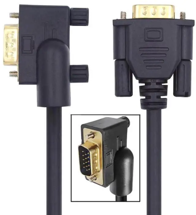 Main image of JAENFONG 90 Degree VGA RGB Cable Right Angled Male to Straight Male Extension Cord 3COAX+6C for Computer Monitor Projector 1m/3.3ft