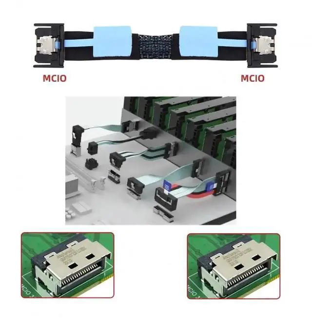 Alt view image 3 of 7 - JAENFONG Cable PCI-E 5.0 Mini Cool Edge IO MCIO PCI-E 4i 38Pin Male to MCIO 4i SFF-TA-1016 Extender Cable 50cm