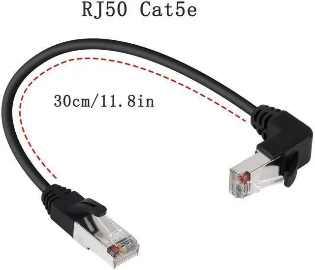 Alt view image 4 of 7 - JAENFONG 90° Angle RJ50 10P10C Ethernet Cable,10P 10C Male to Right Angle Male Communication Cable,Cat5E,with Shield,Microphone Connections for Data and Mobile Radios,30cm/11.8in (Up Angle)