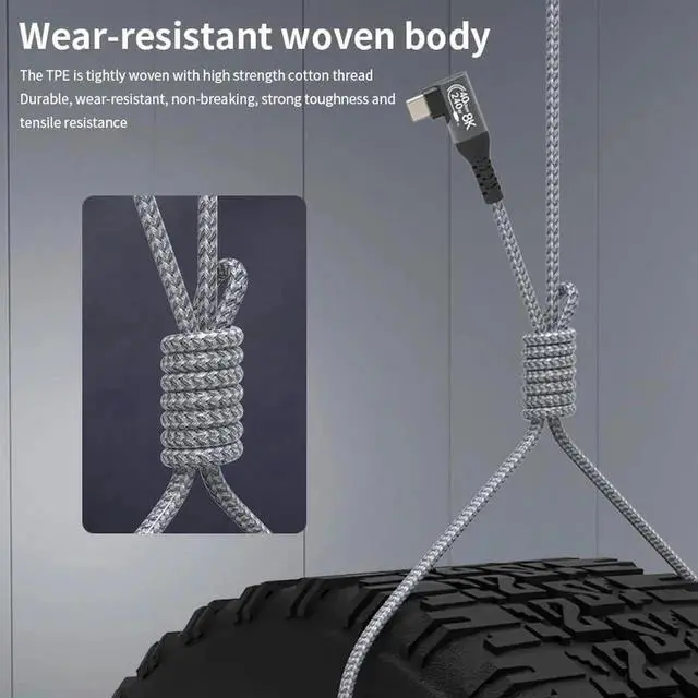 Alt view image 2 of 7 - USB C to USB C Cable 3FT, USB 4 Type-C Cord with 240W SuperSpeed Charging 8K Video 40Gbps Data Thunderbolt4 Compatible with iPhone16/MacBook Pro/iPad Pro/Samsung S24 Ultra/More (180 to 90 Angled)