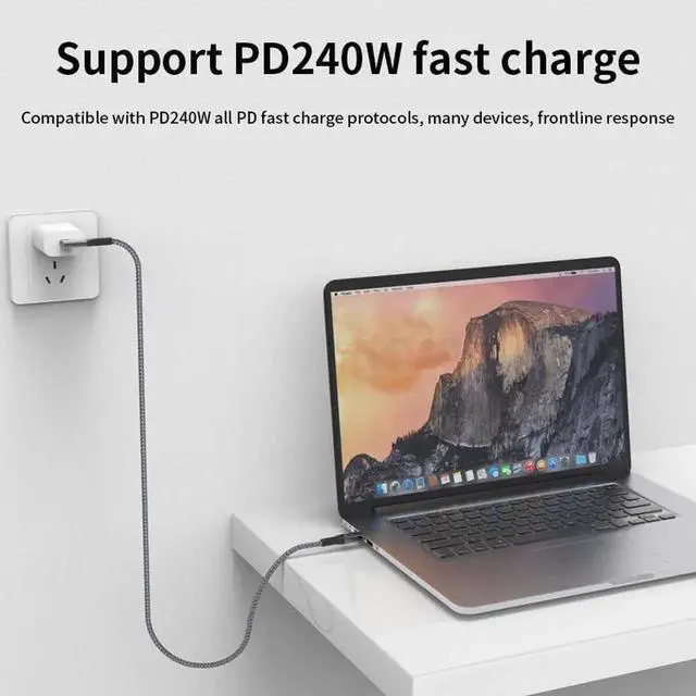 Alt view image 5 of 7 - USB C to USB C Cable 3FT, USB 4 Type-C Cord with 240W SuperSpeed Charging 8K Video 40Gbps Data Thunderbolt4 Compatible with iPhone16/MacBook Pro/iPad Pro/Samsung S24 Ultra/More (180 to 90 Angled)