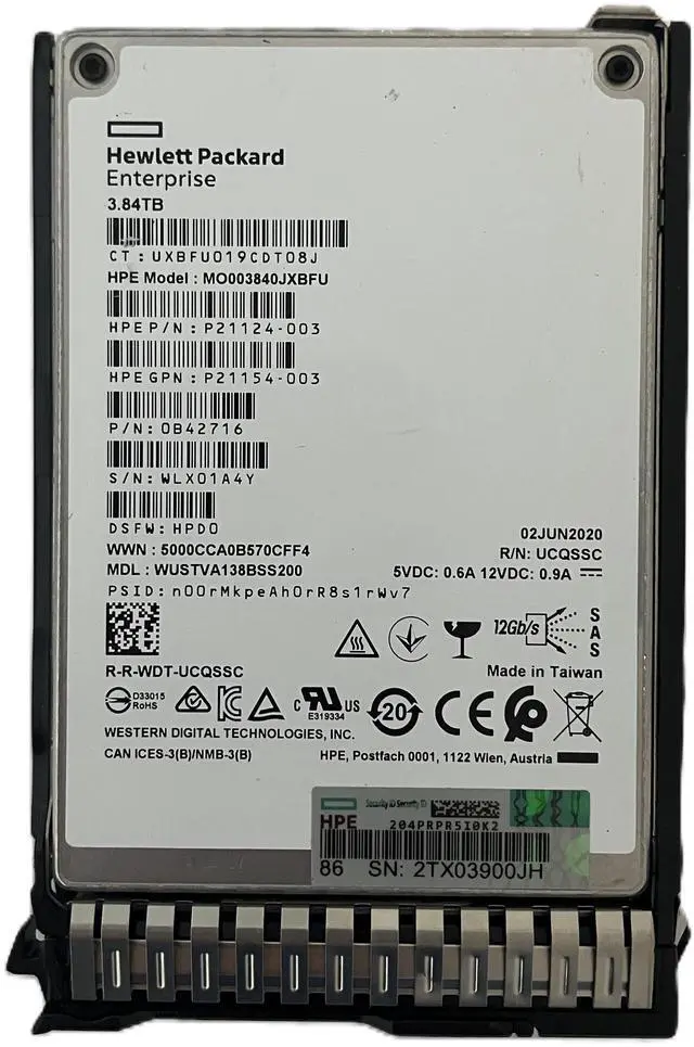 Main image of HPE MO003840JXBFU 3.84TB SAS 12Gb/s 2.5" SSD P21124-003