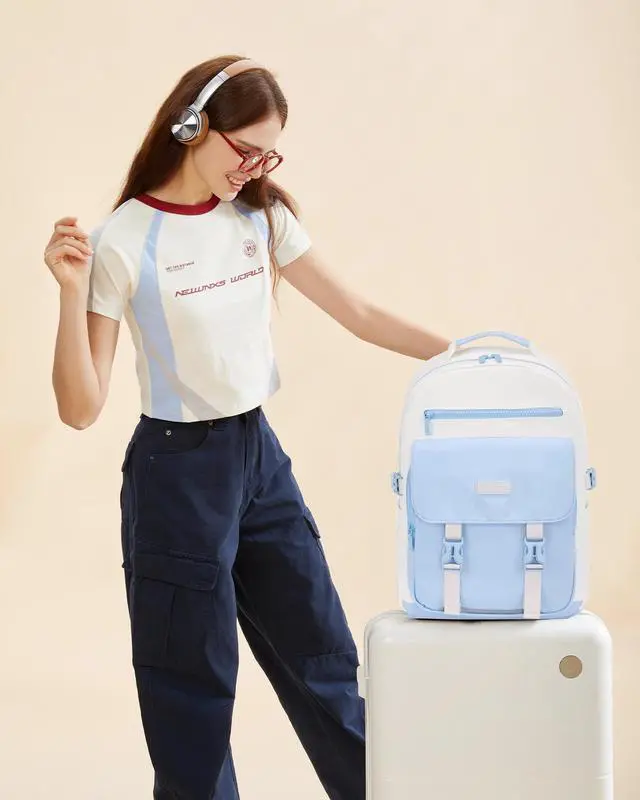 Alt view image 2 of 5 - LOVEVOOK School Backpack for Teen GirlsCasual School Backpack 14-18 Teenage 15.6 Inch Laptop Bookbag, Cute Big Student Laptop Backpack for College Women Middle High School Travel DaypackBlue