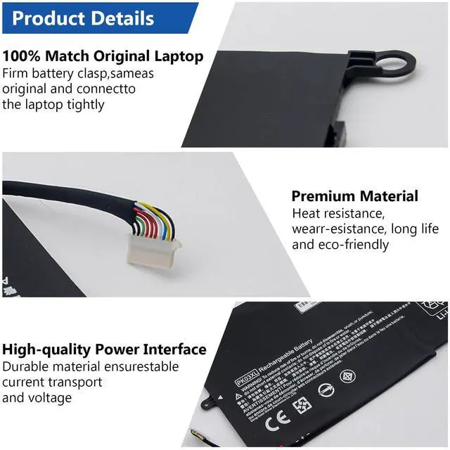 Alt view image 4 of 5 - DJW PK03XL Laptop Battery for HP Spectre X360 13-4102dx 13-4101dx 13-4103dx 13-4003dx 13t-y000 13-4005dx 13-4116dx 13-4105dx 13t-4000 HP Envy X360 Convertible 13-y023cl 13-y034cl