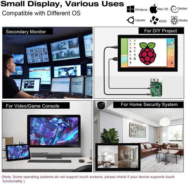 Alt view image 4 of 5 - Akntzcs 7 inch Touchscreen Mini Monitor 1024 X 600 Small Monitor HDMI Portable Monitor IPS LCD Display for Laptop Xbox PS3 Rasp Pi