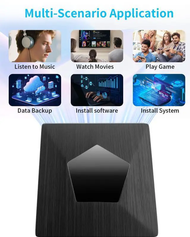Alt view image 4 of 5 - External Blu Ray Drive, External Bluray Burner with USB 3.0 & Type-C, External Bluray CD DVD Reader, Bluray Writer for PC, USB External Blu-ray Drives for Windows XP/7/8/10/11 MacOS