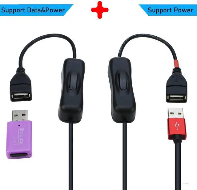 Alt view image 2 of 5 - RIITOP USB Splitter with ON/Off Switch [3.3FT], USB 2.0 Extension Male to Female Cable (1x USB Data and Power Female and 1x USB Power Female)