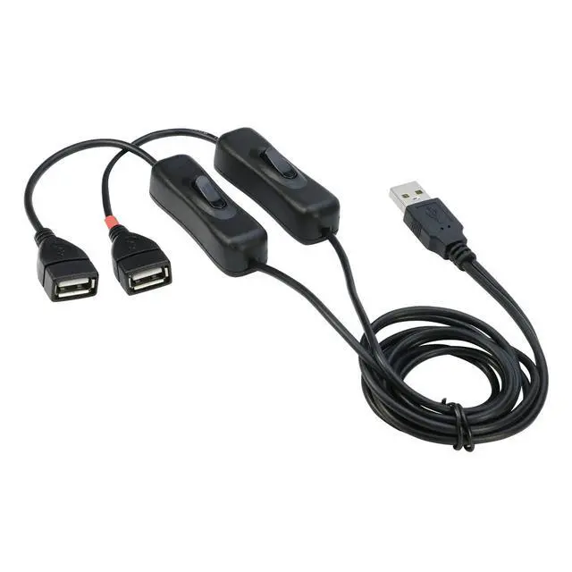 Alt view image 5 of 5 - RIITOP USB Splitter with ON/Off Switch [3.3FT], USB 2.0 Extension Male to Female Cable (1x USB Data and Power Female and 1x USB Power Female)
