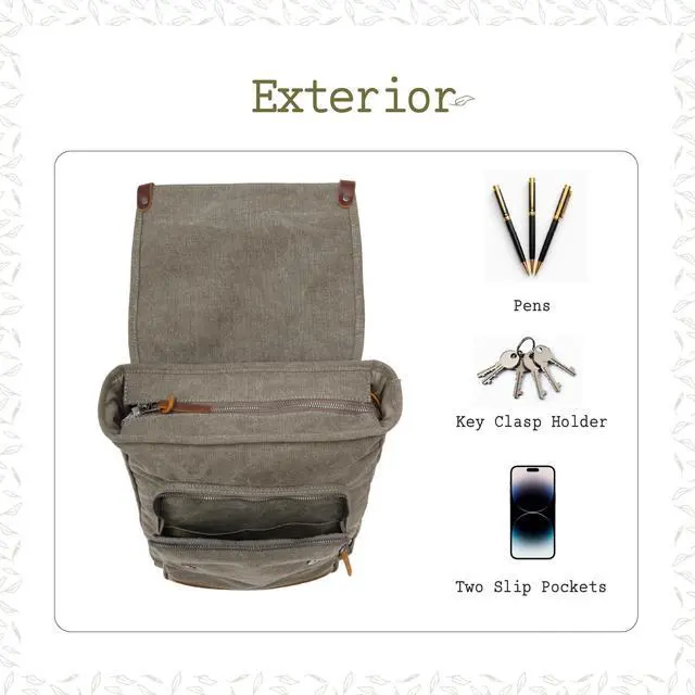 Alt view image 4 of 5 - TSD Brand Discovery Canvas Backpack Travel Daypack Lightweight Carry On Laptop Backpack Hiking Backpack (Olive)