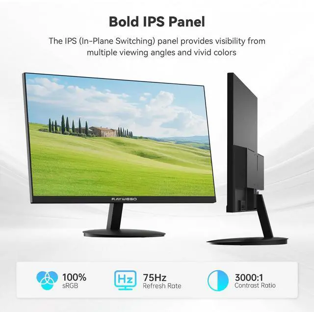 Alt view image 4 of 5 - 24-inch Flat Gaming Computer Monitor IPS 75Hz FHD(1920×1080P), 99% sRGB,1ms Response Time, 250cd/m²,AMD Freesync, Crosshair & Eye-Care Tech,Low Blue Light,HDMI×2,Supports Wall-Mounted