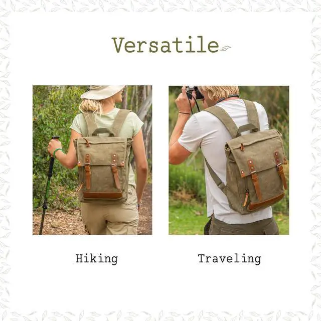 Alt view image 2 of 5 - TSD Brand Discovery Canvas Backpack Travel Daypack Lightweight Carry On Laptop Backpack Hiking Backpack (Olive)