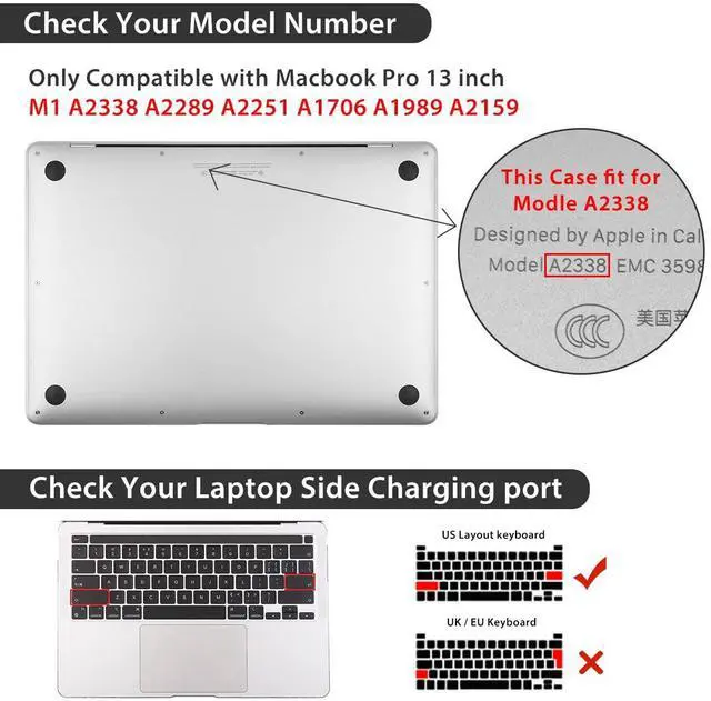 Alt view image 2 of 5 - HOHAIYOO Compatible with MacBook Pro 13 inch Case 2022 2021 2020-2016 M1 M2 A2338 A2289 A2251 A1706 A2159 A1989 with Touch Bar, Hard Shell&Keyboard Cover&Screen Protector&Webcam Cover, Abstract Plant