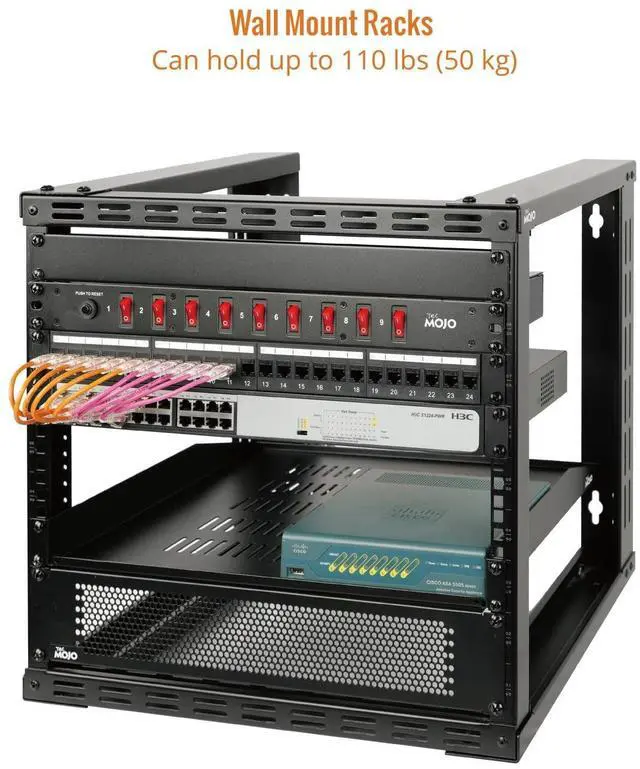 Alt view image 3 of 5 - Tecmojo 9U Wall Mount Rack & 8in Server Rack Shelf