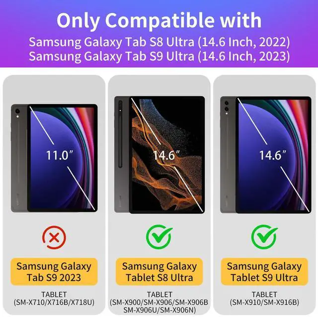 Alt view image 2 of 5 - Wazzasoft for Samsung Galaxy Tab S8/S9 Case 14.6 Inch 2022/2023 Women/Folio Cover with Pencil Holder Cute Kawaii Butterfly Design Pretty Tablet Cases