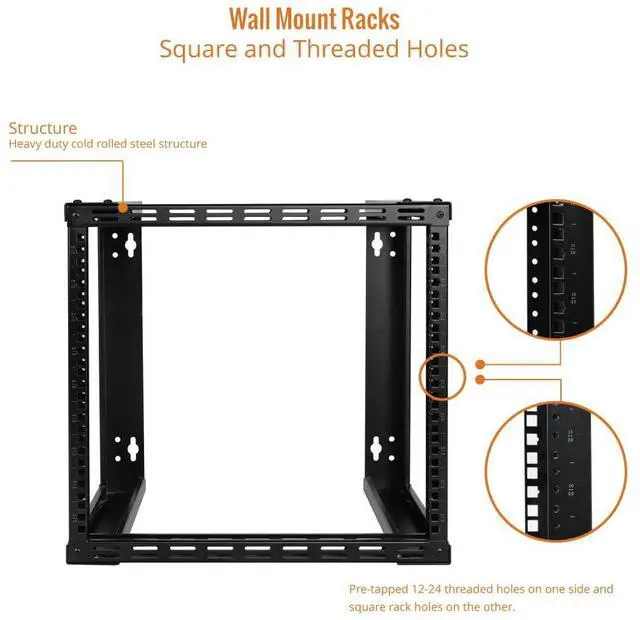 Alt view image 4 of 5 - Tecmojo 9U Wall Mount Rack & 8in Server Rack Shelf