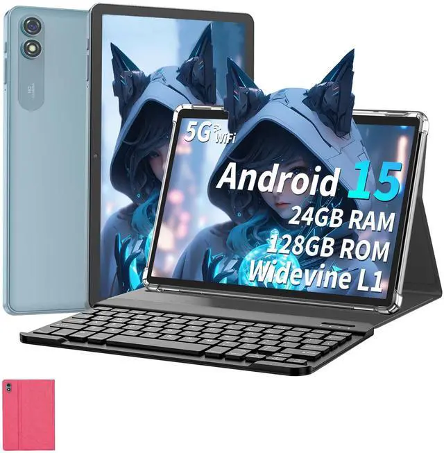 Main image of Suicoey 2025 Tablet, 10 inch Android 15 Tablet with Keyboard, 24GB RAM+128GB ROM(1TB Expand), Octa Core, 5G/2.4G WiFi, 8000mAh, BT V5.0, with Case, Mouse, Stylus, Split-Screen(Pink)