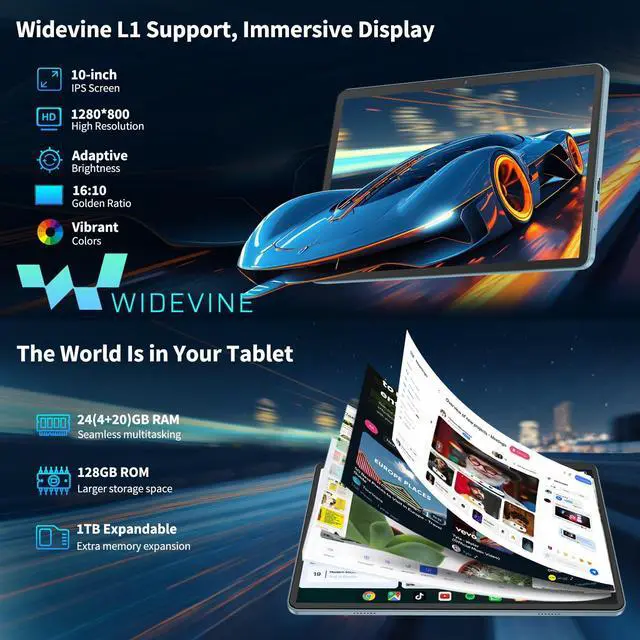 Alt view image 5 of 5 - Suicoey 2025 Tablet, 10 inch Android 15 Tablet with Keyboard, 24GB RAM+128GB ROM(1TB Expand), Octa Core, 5G/2.4G WiFi, 8000mAh, BT V5.0, with Case, Mouse, Stylus, Split-Screen(Pink)