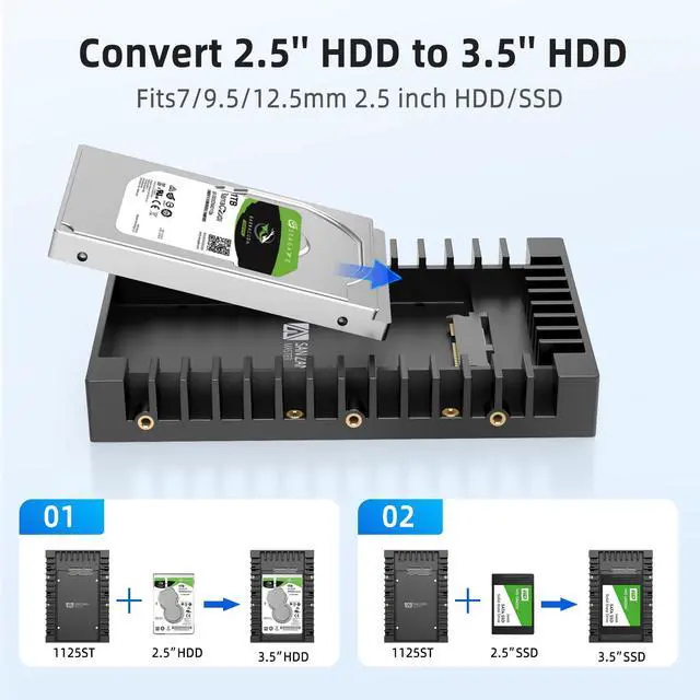 Alt view image 2 of 5 - SAN ZANG MASTER 2.5 to 3.5 Hard Drive Adapter, SSD Mounting Bracket Caddy for 7 / 9.5 / 12.5mm 2.5 Inches HDD With SATA III Interface