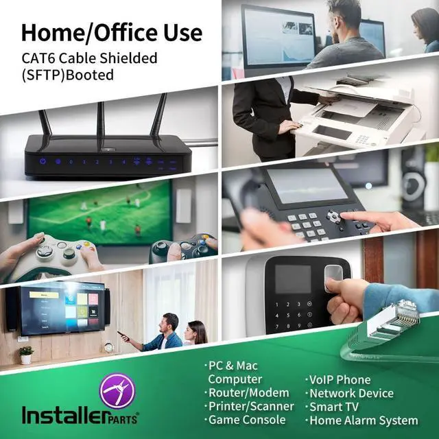 Alt view image 5 of 5 - InstallerParts (10 Pack Ethernet Cable CAT6 Cable Shielded (SSTP/SFTP) Booted 0.5 FT - Green - Professional Series - 10Gigabit/Sec Network/High Speed Internet Cable, 550MHZ