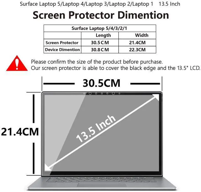 Alt view image 3 of 5 - Megoo Surface Laptop 5/4/3/2/1 13.5 Inch Screen Protector, Tempered Glass, 9H Hardness, 99% Transparency, Easy Installation, Compatible with Surface Laptop 5/4/3/2/1, 1 Count