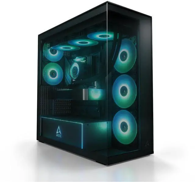 Main image of ARCTIC Xtender (Black) - PC Case, Tempered Panorama Glass, 2 x 420 mm Radiator Support, 5- A-RGB Fans pre-Mounted - Black