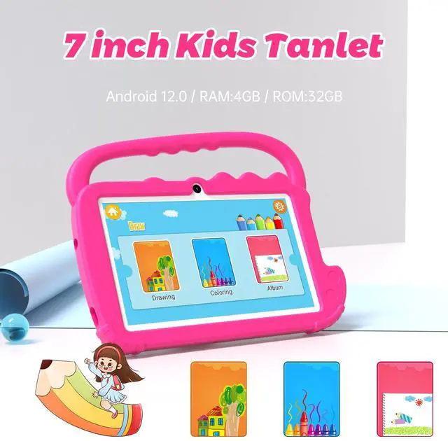 Alt view image 2 of 5 - YQSAVIOR Kids Tablet 7IN Tablet for Kids Android Toddler 2GB RAM WiFi Pre Installed Parent Control Learning Education Dual Camera IPS Touch Screen Tablets (Rose Red)