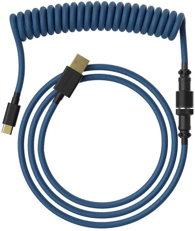 Main image of Ranked Coiled Keyboard Cable | Handcrafted Double-Sleeved Braided Cable | USB Type C to A | 5-Pin Aviator Connector for Custom Mechanical Gaming Keyboard | Support Fast Charge 20W (Skydiver)