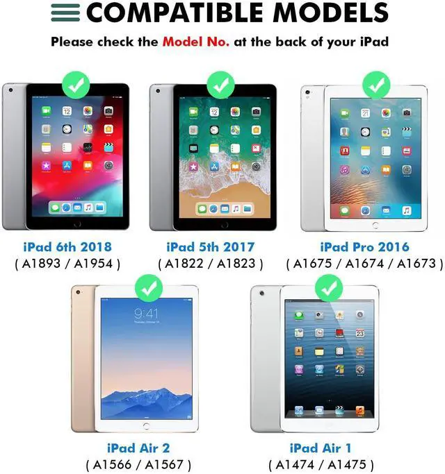 Alt view image 2 of 5 - LAMA Keyboard Case for iPad 9.7 inch 2018 (6th Gen)/ 2017 (5th Gen)/2016 iPad Pro/Air 2/1, Thin - Detachable - Wireless Keyboard Cover with Pencil Holder for iPad 9.7 inch, Auto Sleep/Wake, DGN