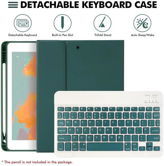 Alt view image 3 of 5 - LAMA Keyboard Case for iPad 9.7 inch 2018 (6th Gen)/ 2017 (5th Gen)/2016 iPad Pro/Air 2/1, Thin - Detachable - Wireless Keyboard Cover with Pencil Holder for iPad 9.7 inch, Auto Sleep/Wake, DGN