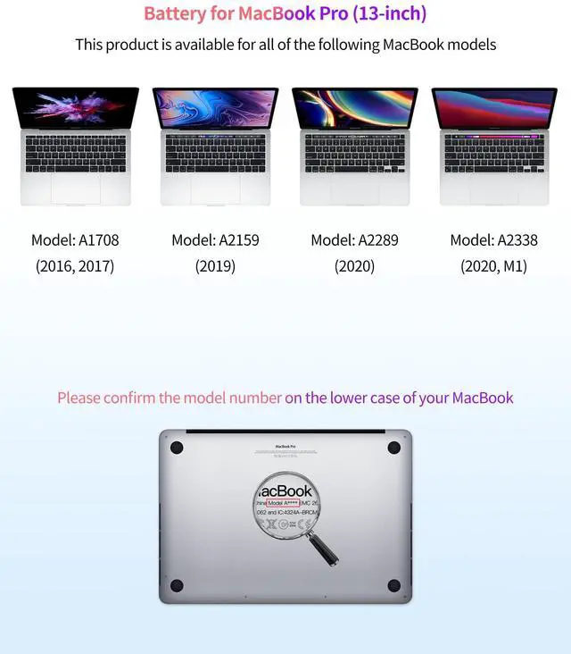 Alt view image 2 of 5 - ASMARK A2171/A1713 Battery Replacement for MacBook Pro 13-inch A2338 (2020, 2022)