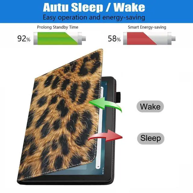 Alt view image 3 of 5 - BXIKEOPIU Case for Amazon Kindle Fire HD 10 Tablet (10.1 inch, 9th/7th Generation, 2019/2017 Release), Slim PU Leather Stand Folio Cover with Auto Wake Sleep, Leopard Print