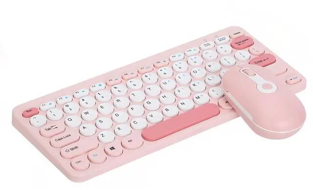 Main image of Yoidesu Wireless Mini Keyboard and Mouse Combo, Stylish Colorful Round Keycaps Mute Laptop Keyboard Mouse Set, Ergonomic Design Cute Keyboard for OS X, Gifts for Friends (), Pink