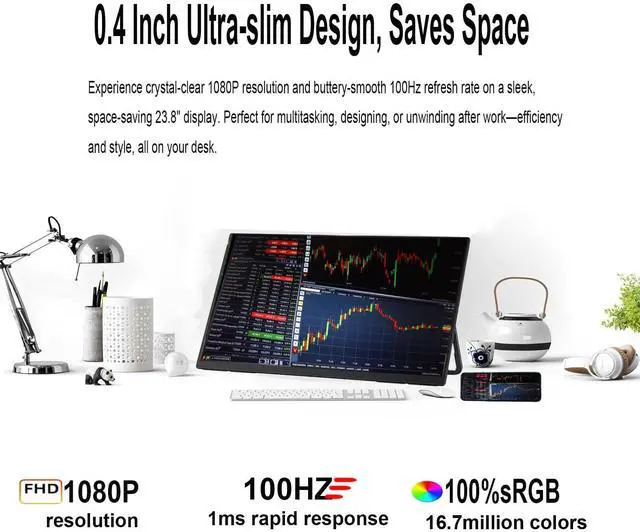 Alt view image 2 of 5 - AHXJKA 24.5" Large Screen Portable Monitor with Stand, 2560x1600 IPS Display, 144Hz Gaming Monitor,Computer Screen Extender with Built-in Speakers -Compatible with Laptop PC Phone PS4/PS5 Switch