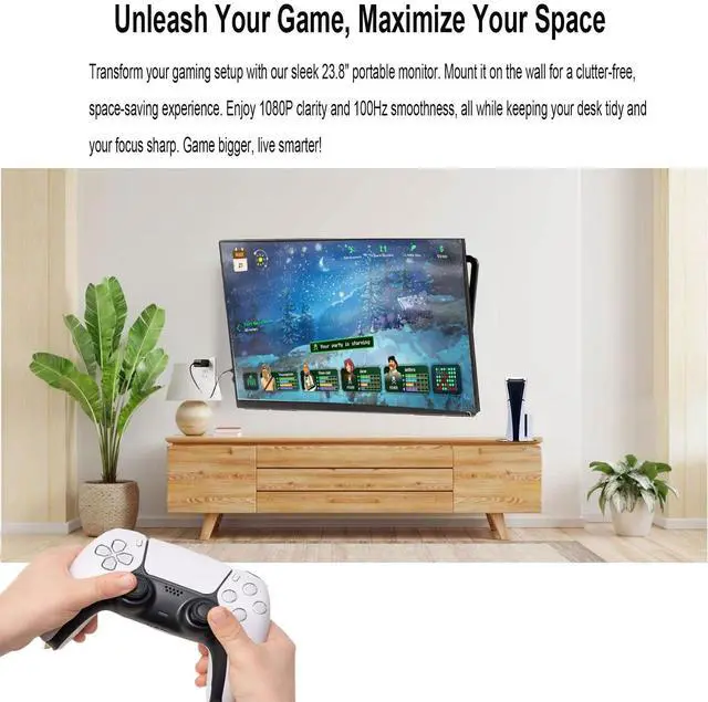 Alt view image 4 of 5 - AHXJKA 24.5" Large Screen Portable Monitor with Stand, 2560x1600 IPS Display, 144Hz Gaming Monitor,Computer Screen Extender with Built-in Speakers -Compatible with Laptop PC Phone PS4/PS5 Switch