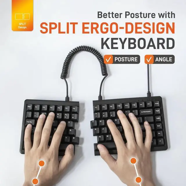 Alt view image 3 of 5 - BAROCCOMiSTEL MD770 Classic Black/WF, TKL Ergonomic Mechanical Keyboard, Cherry MX, Split-Alice Layout, PBT DoubleShot Keycap, Mac/Windows OS Compatible (Blue)