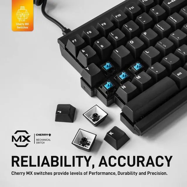 Alt view image 5 of 5 - BAROCCOMiSTEL MD770 Classic Black/WF, TKL Ergonomic Mechanical Keyboard, Cherry MX, Split-Alice Layout, PBT DoubleShot Keycap, Mac/Windows OS Compatible (Blue)