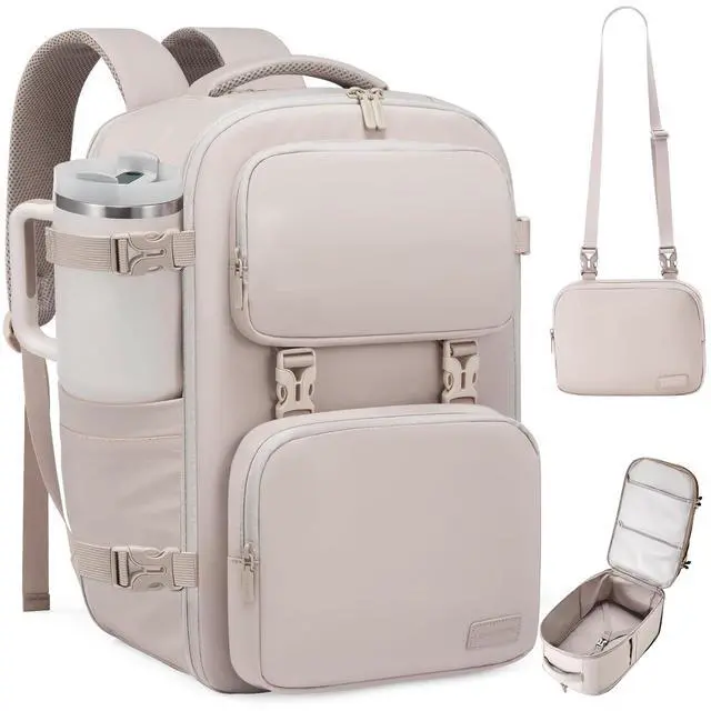 Main image of LOVEVOOK Travel Backpack for Women Men, TSA Carry on Backpack Flight Approved 40L Fits 17 Inch Laptop, Waterproof Personal Item Travel Bag Business Weekender Daypack with Detachable Crossbody Bag