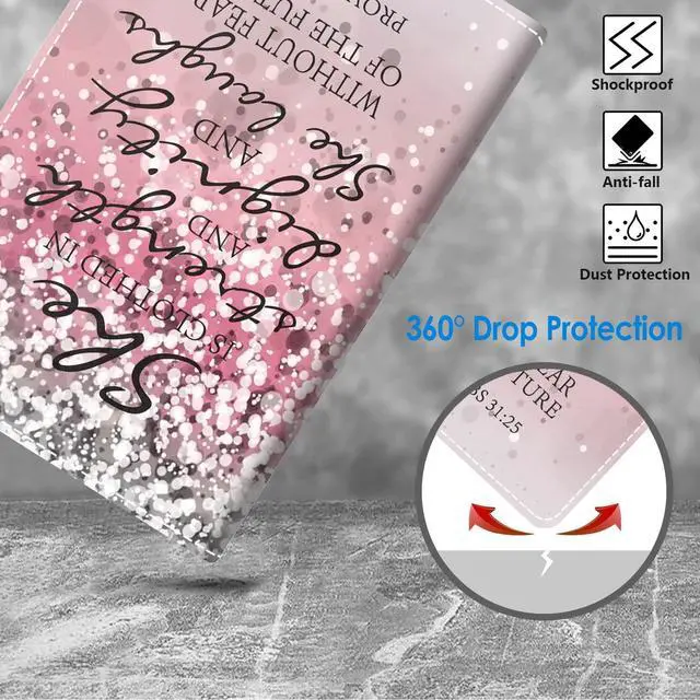Alt view image 5 of 5 - WEUIUJKILO Case for All-New Kindle Fire HD 10 & Fire HD 10 Plus Tablet (11th Generation, 2021 Release) - Bible Verses Proverbs 31:25 Design Slim PU Leather Stand Cover with Auto Sleep Wake