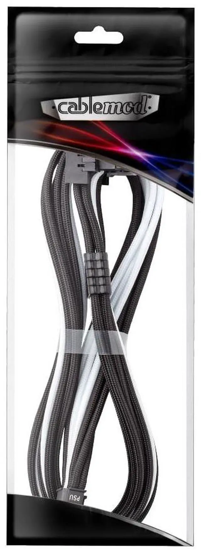 Alt view image 4 of 4 - CableMod Universal Pro ModFlex Sleeved 12V-2x6 12VHPWR 90° StealthSense Direct PCIe Cable (Variant B, Black + White)