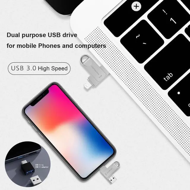 Alt view image 3 of 5 - USB 256GB Flash Drive Photo Stick for Phone External Storage DEZOBYTE Compatible for i-Phone Pad Android USB C PC MS02 Silver