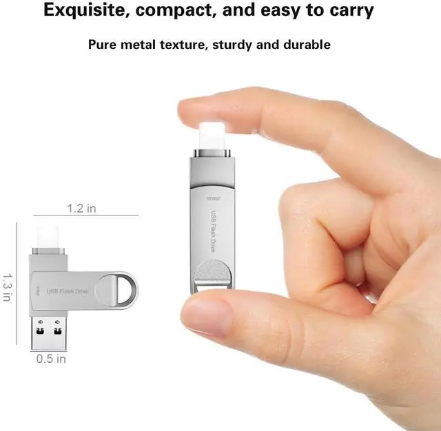 Alt view image 4 of 5 - USB 256GB Flash Drive Photo Stick for Phone External Storage DEZOBYTE Compatible for i-Phone Pad Android USB C PC MS02 Silver