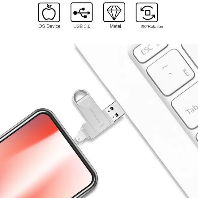 Alt view image 5 of 5 - USB 256GB Flash Drive Photo Stick for Phone External Storage DEZOBYTE Compatible for i-Phone Pad Android USB C PC MS02 Silver
