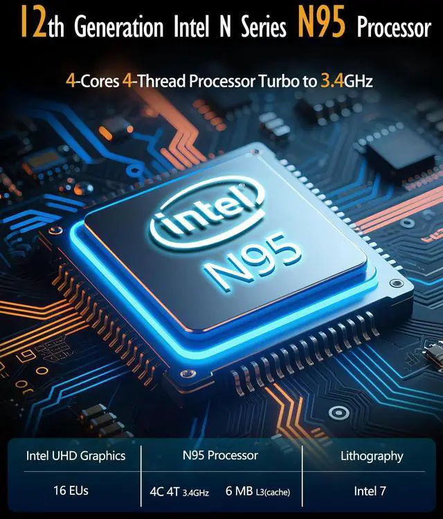 Alt view image 3 of 5 - 17 inch Laptop Computers,12th Generation Processor N95 4C 4T(Up to 3.4Ghz),16GB DDR4 RAM 256GB SSD,1920*1080,10000mAh Large battery,Type-C(Date), WiFi5,BT,RJ45,Dual Stereo Speakers,Backlit Keyboard