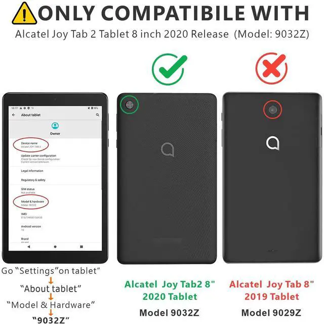 Alt view image 2 of 5 - Doemoil Case for for Alcatel Joy Tab 2 Tablet 8-inch 2020 Release (Model: 9032Z) - [Built-in Kickstand] Anti Slip Kids Friendly Shockproof Silicone Protective Cover (Black/Black)